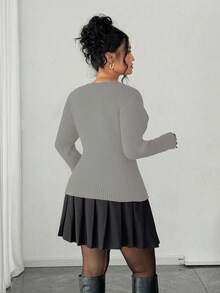 Auvina Áo len dệt kim đính hạt cỡ lớn cho nữ, thu hút mọi ánh nhìn khi hẹn hò - Màu Xám nhạt - Xem 2