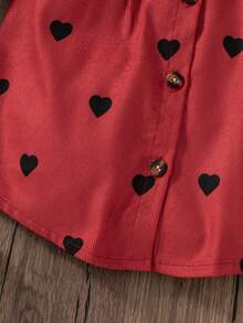SHEIN Elladie kids Young Girl' Casual Heart Pattern Corduroy Shirt Dress, Autumn/Winter