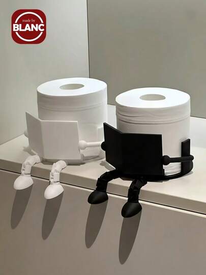 Madebyblanc Creative Humanoid Toilet Paper Holder Stand - Funny Sitting Pose Design, ABS Plastic, Bathroom Tissue Storage / Novelty Home Decor / Desktop Organization For Families/Adults/Teens, Bathroom/Bedroom/Living Room, Halloween/Thanksgiving/Christmas, Gifts For Friends/Family/Hostess, Minimalist Ins Style (Toilet Paper Holder/Bathroom Organizer/Funny Home Decor/Gag Gifts/Unique Gifts/Bathroom Accessories/Desktop Organizer)