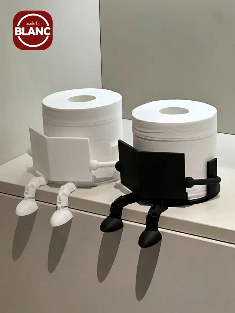 Madebyblanc Creative Humanoid Toilet Paper Holder Stand - Funny Sitting Pose Design, ABS Plastic, Bathroom Tissue Storage / Novelty Home Decor / Desktop Organization For Families/Adults/Teens, Bathroom/Bedroom/Living Room, Halloween/Thanksgiving/Christmas, Gifts For Friends/Family/Hostess, Minimalist Ins Style (Toilet Paper Holder/Bathroom Organizer/Funny Home Decor/Gag Gifts/Unique Gifts/Bathroom Accessories/Desktop Organizer)