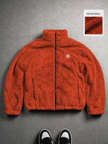 PAVTROS 男士抓绒休闲多功能刺绣细节保暖外套，秋冬款 - 橘色 - 查看 4