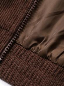 DAZY Men's Brown Patchwork Contrast Collar Letter Embroidery Jacket And Coat, Autumn - Rust Brown - View 9