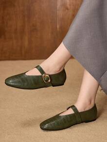 MOTF PREMIUM GIÀY MARY JANE MŨI VUÔNG BẰNG DỄ ĐI LẠI, THOẢI MÁI, ĐA NĂNG DÀNH CHO NỮ - màu xanh lá - Xem 7