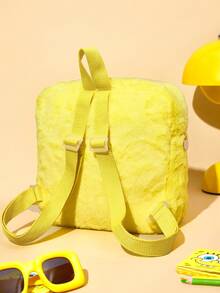 SpongeBob SquarePants | SHEIN 1 Mochila de peluche con bordado de dibujos animados, correa ajustable, bolsa de fitness, bolsa casual, mochila de lona, bolsa escolar, bolsa de viaje, para niñas, para niños, para adolescentes, para mujeres, para hombres, ideas de regalo - Amarillo - Ver 8