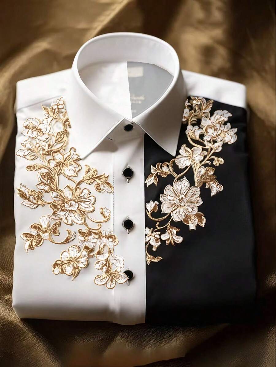 Franclia Women's New Printed Lapel Black And White Long Sleeve Shirt - Multicolor - View 1