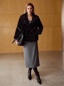 MOTF PREMIUM JAQUETA COM GOLA DE PELE SINTÉTICA PARA INVERNO - Preto - Visão 5