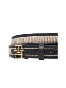 Tommy Hilfiger Logo 2.5 Canvas Women's Belts Dark Blue - Blue - View 3