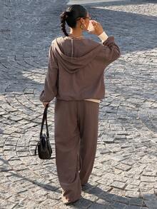 Muchica Bộ 2 món áo dài tay và quần dài dệt kim thường ngày dành cho nữ - Nhiều màu - Xem 2