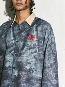 PAVTROS 男士树枝印花单排扣休闲宽松长袖衬衫 - 彩色 - 查看 4