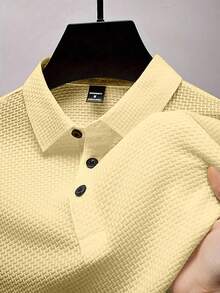 Manfinity Homme Men's Summer Casual Solid Color Textured Polo Shirts