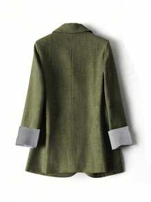 Franclia 灰色条纹拼布长袖翻领女式西装外套