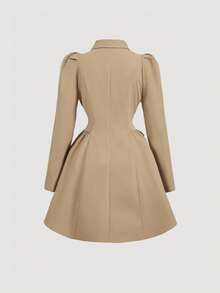 SHEIN MOD Khaki Cinched Waist Long Sleeve Women Trench Coat,Trench Women Coat,Fall Women Dresses - Khaki - View 2