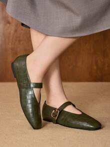 MOTF PREMIUM GIÀY MARY JANE MŨI VUÔNG BẰNG DỄ ĐI LẠI, THOẢI MÁI, ĐA NĂNG DÀNH CHO NỮ - màu xanh lá - Xem 2