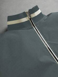 Manfinity Campus Court Aesthetic Post--Men Casual Stand Collar Long Sleeve Jacket, Outdoor Windbreaker, Winter Streetwear Half Zip Stand Collar Jacket With Adjustable Drawstring Hem, Suitable For Outdoor Activities, Sports, Leisure, School, Party, Music Festival, Windbreaker Racing Y2k Jacket, Fall