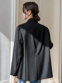 Dazy Tall Women's Tall Fit Loose Long Sleeve Casual Blazer - Black - View 4