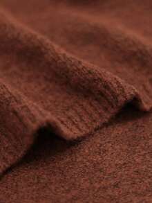 SHEIN Franclia 女士圆领纽扣配腰带长款针织毛衣裙 - 鏽棕色 - 查看 6