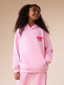 SUMWON Tween Girls Oversized Hoodie And Wide Leg Sweatpant Co-Ord Set With Centre Pocket Hood For Casual Comfort And Style