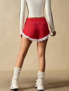 VARSIVA 蕾丝拼布打结撞色夏季时尚运动短裤 - 彩色 - 查看 3