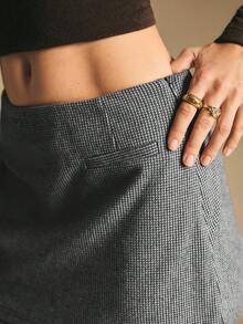 Poéselle Váy ôm body họa tiết kẻ caro thời trang thanh lịch cho nữ - Đen và trắng - Xem 6