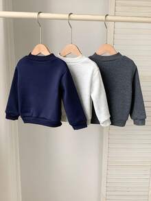 SHEIN 3件套男婴/女婴/男婴休闲百搭圆领卫衣，秋冬季百搭套装