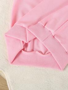 2pcs/Set Young Girls Bow Print Hooded Long Sleeve Sweatshirt & Pants Set - Pink - View 7