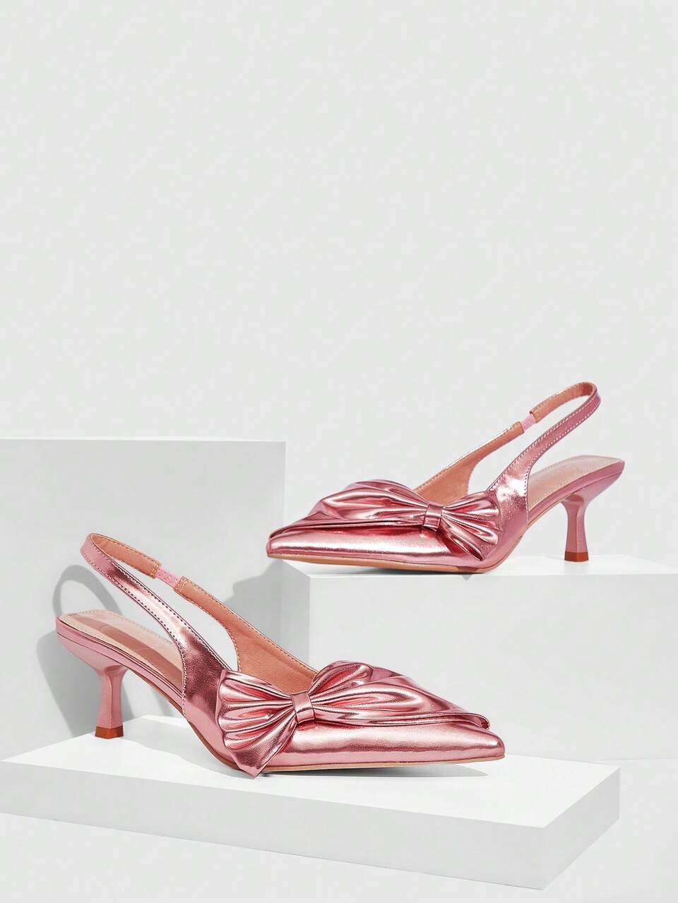 CUCCOO SZL Women's Pointed Toe Slingback Pumps With Bowknot Decor, Stiletto Heel, Backless Design, Elegant & Sexy