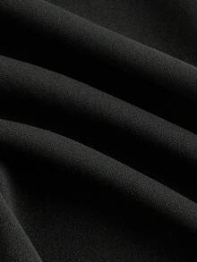 SHEIN MOD 女式二合一裤子，皮革扣饰，黑色直筒裤，返校季，黑色正装裤，秋季裤