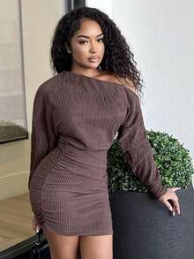 Alexandranx Femmes Tricot Pull à Manches Longues à Épaules Dénudées à Manches Longues pour Automne Hiver Vêtements de Femme, Robe d'Hiver Boho à Manches Longues, Vêtements pour Temps Froid, Tenue de Fête de Noël, Robes d'Automne pour Femmes, Vêtements de Noël pour Femmes, Robes de Fête pour Femmes, Robe de Soirée, Robe d'été, Robe de Noël pour Femmes, Robe du Nouvel An, Robes Élégantes pour Femmes - Marron - Voir 6