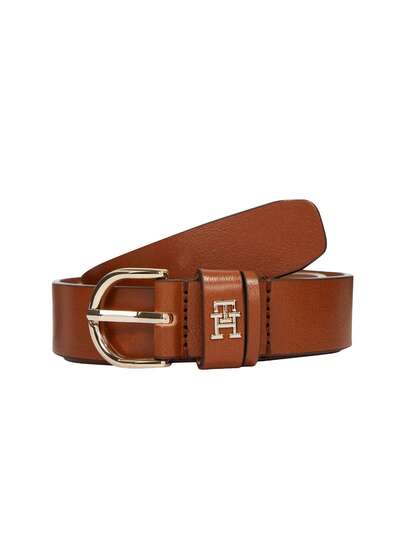 Tommy Hilfiger Monogram Leather Women's Belt Tabac Brown