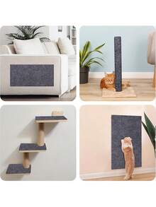 One Piece Of Cut Custom Self-Adhesive Multi-Color Cat Scratching Pad For Cat Climbing Frame Stand, Cat Furniture Protector, Sofa, Steps, Floor, Wall, Ground Protection, Durable Cat Scratching Pad, Ideal Cat Furniture Protection - Light Grey - View 3