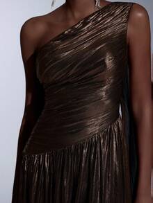 Elitara Váy dạ hội đính cườm đính kim loại thanh lịch dành cho nữ - Vàng - Xem 6