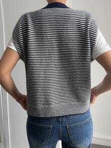 Livesso Women's Striped Sleeveless Sweater Vest, Autumn/Winter - Blue - View 2