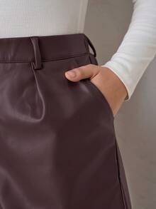 Chikora Quần short thường ngày màu trơn cỡ lớn - Màu nâu Sô-cô-la - Xem 7