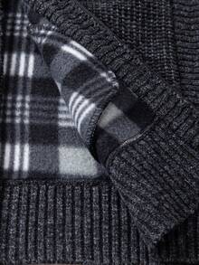 Manfinity Mode 男士纯色保暖内衬开衫，秋冬休闲立领开衫，适合情侣穿着，也是送给男友或丈夫的绝佳礼物，长袖拉链开衫 - 黑色 - 查看 6