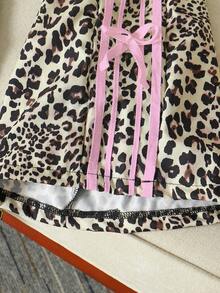 Sparklyn 少女休闲舒适时尚豹纹侧边抽绳蝴蝶结装饰宽松阔腿裤 - 彩色 - 查看 5