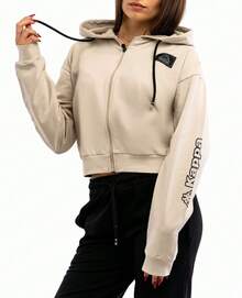 Kappa Women's Full Zip Hoodie Beige - CLOUD - View 3