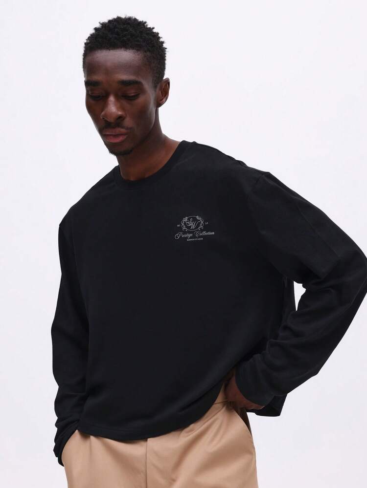 Boxy Fit Long Sleeve Tonal Graphics Tee