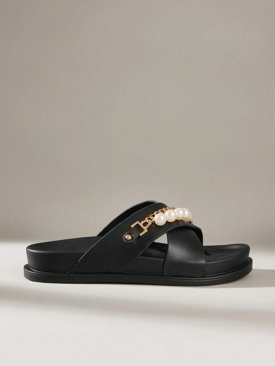 Solecia Women's Fashionable Light Pink Flat Birkenstocks Sandals Summer Shoes - Black - View 1