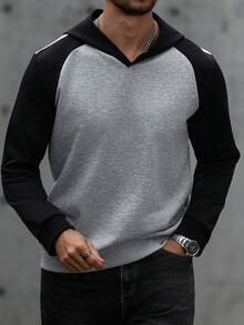 Manfinity CasualCool Men's Casual Contrast Color Hoodie Sweatshirt Men Knit Shirt Plus Size Men Hoodies Men Hoodies Pullovers Mens Hoodies Casual Old Money,Daily Leisure, Weekend Trips, Outdoor Activities, Travel Expeditions, Relaxed Work Environments Or Semi-Formal Occasions, Boyfriend/Husband Gift, Anniversary Gift Party Christmas New Years Wedding - Multicolor - View 3