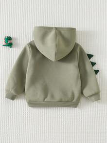 Cozy Pixies Baby Boy Cartoon Dinosaur Pattern Knitted Soft Hooded Long Sleeve Pullover Sweatshirt - Apricot - View 2