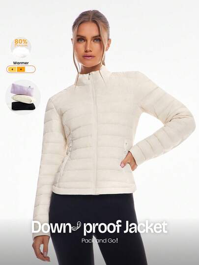 GLOWMODE Chaqueta acolchada DreamLyx Chill, suave, lisa, cálida, ligera, que absorbe la humedad, repelente al agua, de ajuste ceñido y a prueba de plumas, para otoño e invierno, para uso diario y casual al aire libre