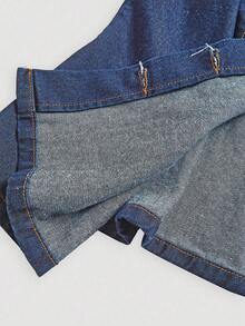 SHEIN MOD 大码女式时尚休闲水洗上衣 - 中等水洗藍 - 查看 5