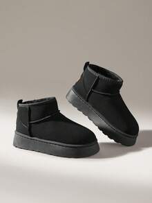 Solecia 女士厚底保暖休闲日常雪地靴 - 黑色 - 查看 6