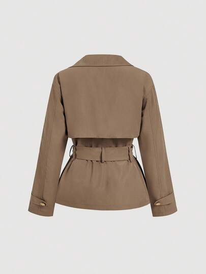 SHEIN MOD Kort, avslappnad, lös trenchcoat med skärp för kvinnor, höstytterkläder, höstkappa, höstkläder, kryssningskvinnor, skolstart