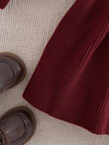 Emery Rose Kids Emery Rose Kids Babygirl Cute Solid Color Knitted Long Sleeve Dress, Autumn/Winter