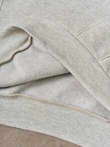 STYNVO 男士休闲字母图案袋鼠口袋插肩袖连帽衫，秋季款 - 灰色 - 查看 7