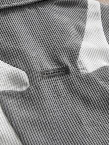 SWAVVY Men's Fashion Corduroy Patchwork Short Sleeve Shirt, Spring/Summer Cropped Graphic Shirt Men Crop Shirt Grey Shirt Graphic