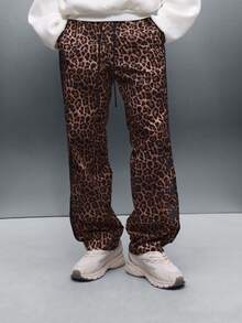 PLAYBOY X SUMWON Pantaloni largi pentru bărbați, cu imprimeu leopard, casual, lejeri, model animal, stil de stradă, confortabili, purtați zilnic - Multicolor - Vizualizare 4