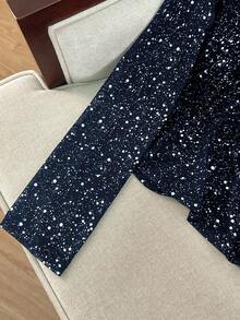 Franclia Solid Color Spandex Mesh Metallic Foil Shiny Long Sleeve Top