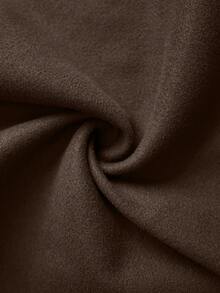 Elenzga Plus Size Overcoats With Waist Cinching Design And Metal Buckle - Coffee Brown - View 3
